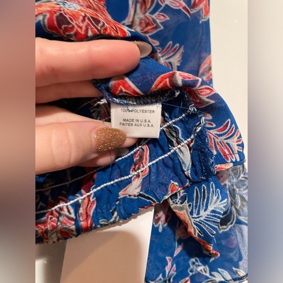 New! MISA Los Angeles Ancora Floral Sireneuse Tie-Front Crop Top 💙 Small NWT! - Picture 15 of 15